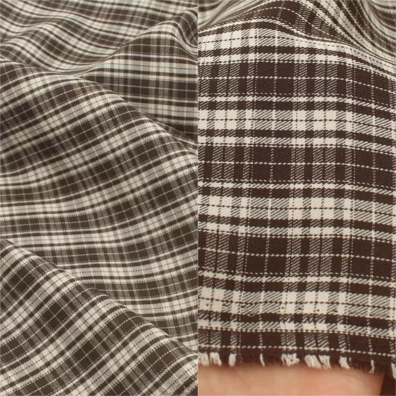 

L50 см X W150 см британская ткань с узором «гусиные лапки» TR, эспрессо, серо-серо- саржевого переплетения, устойчивая к морщинам для рубашек, брюк, подходит для шитья, ткань