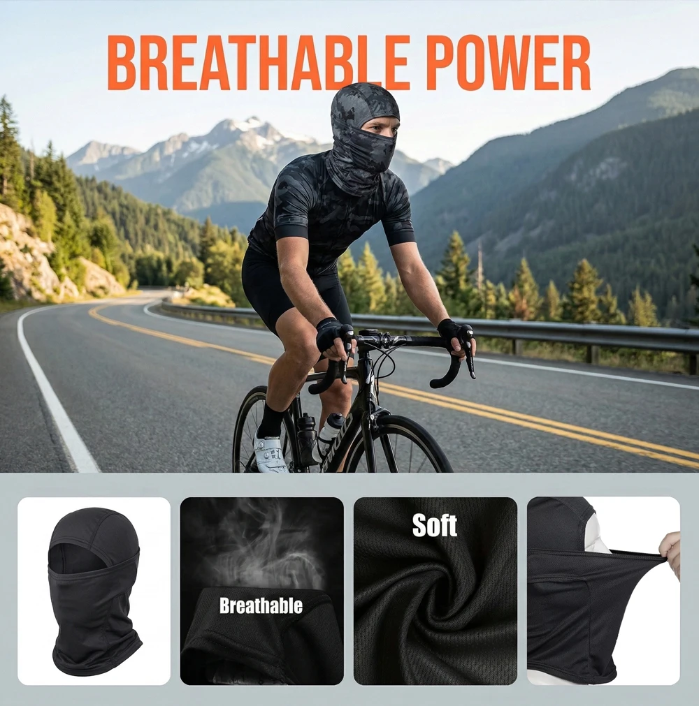 1 Stück/5 Stück Sommer-Sonnenschutz-Sturmhaube für Männer und Frauen, Elastische Atmungsaktive Gesichtsmaske für Radfahren, Schal für Outdoor-Aktivitäten, Angeln und Skifahren – Detail 4