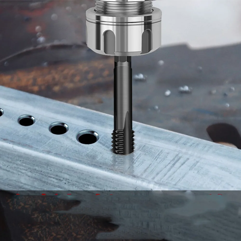 Pneumatic Hexagonal Shank Straight Groove Tap Electric Hand Drill Tapping Air Screwdriver Tap Black High-speed Steel Machine Tap