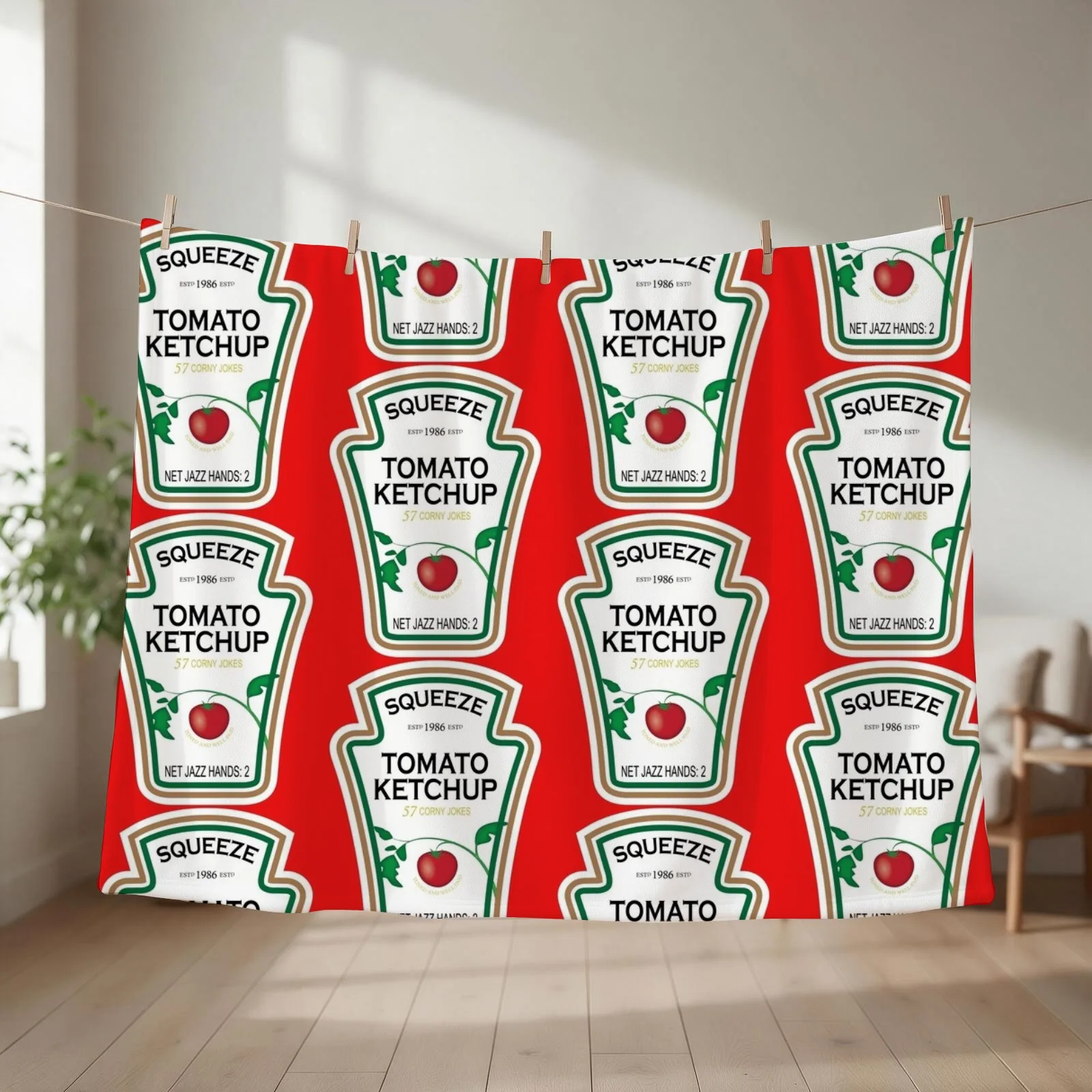 Funny Ketchup Label Throw Blanket Flannel Decoratives Decorative Sofas Cute Plaid Blankets