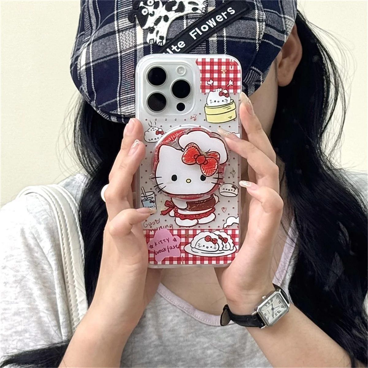

Fashion Lovely Kitty Cat Magnetic Stand Holder Phone Case For iPhone 16 Pro 15 14 Pro 13 Max Cover Shockproof Cases Capa