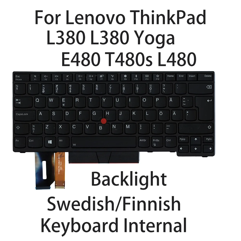 New For Lenovo ThinkPad E480 T480s L480 L380 L380 Yoga Laptop keyboard Swedish/Finnish Backlight 01YP545 01YP305 01YP385 01YP465