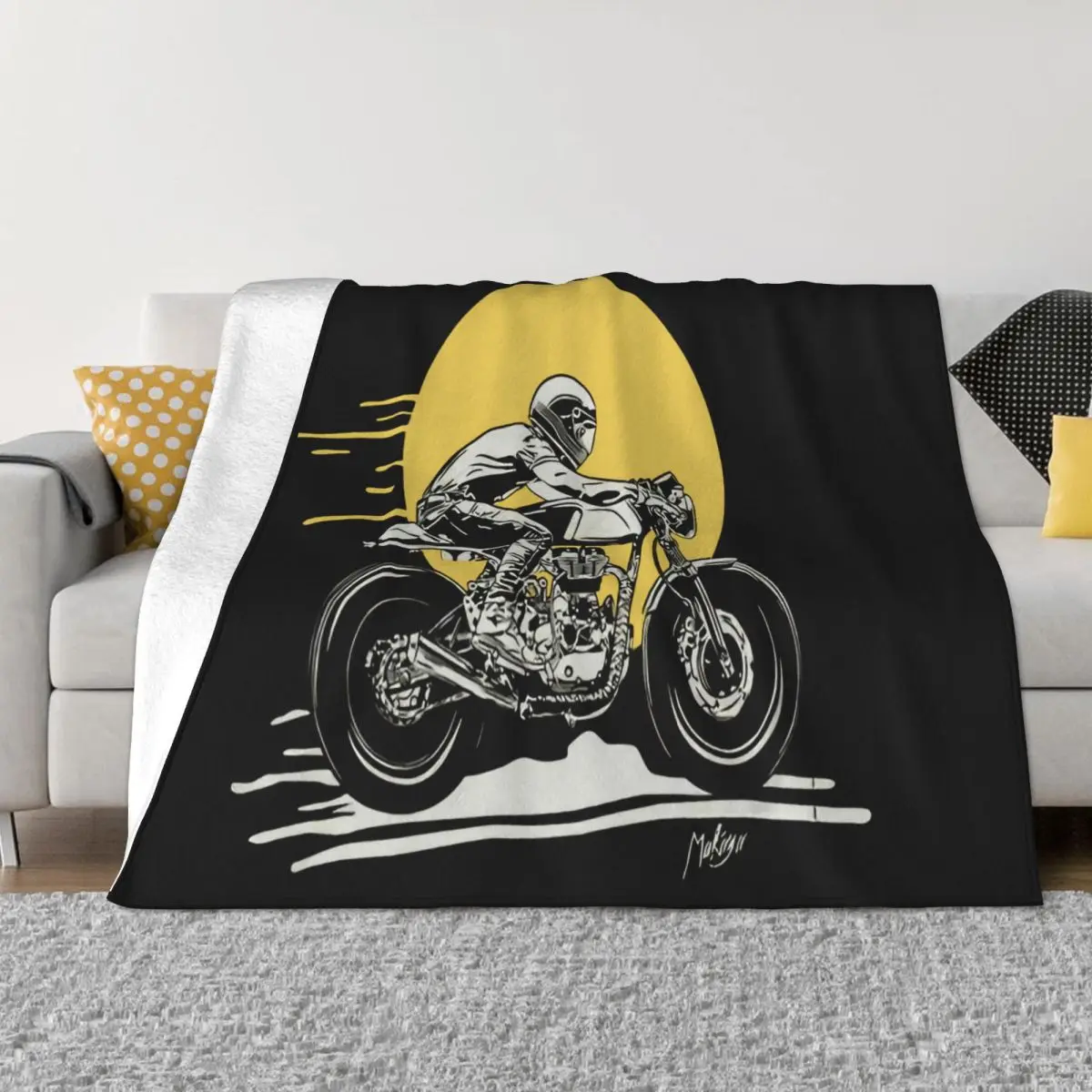 Motorrad Herren Schwarz Druck Enfield Cafe Racer Gt Royal Continental Normal Throw Blanket