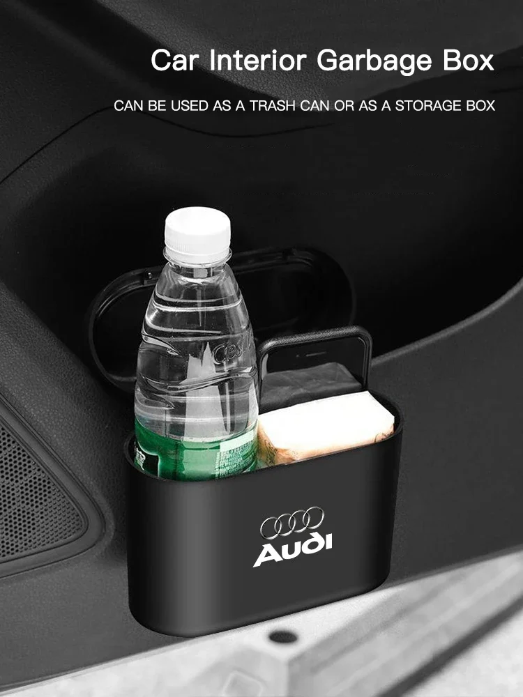 Car Portable Trash Can Auto Logo Sundries Storage Box For Audi Quattro A3 A4 A6 A5 Q5 A1 Q7 Q3 Q2 Q8 A7 A8 TT S1 SQ5 RSQ3 RSQ8