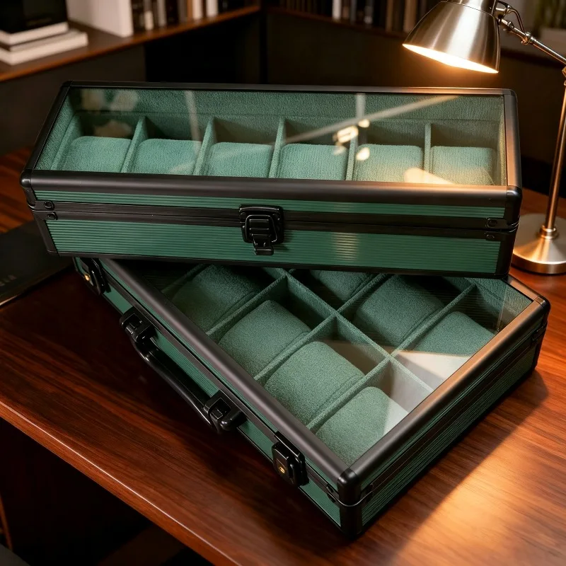 For Aluminum Alloy Watch Storage Box, 6/12 Slots Handheld Suitcase