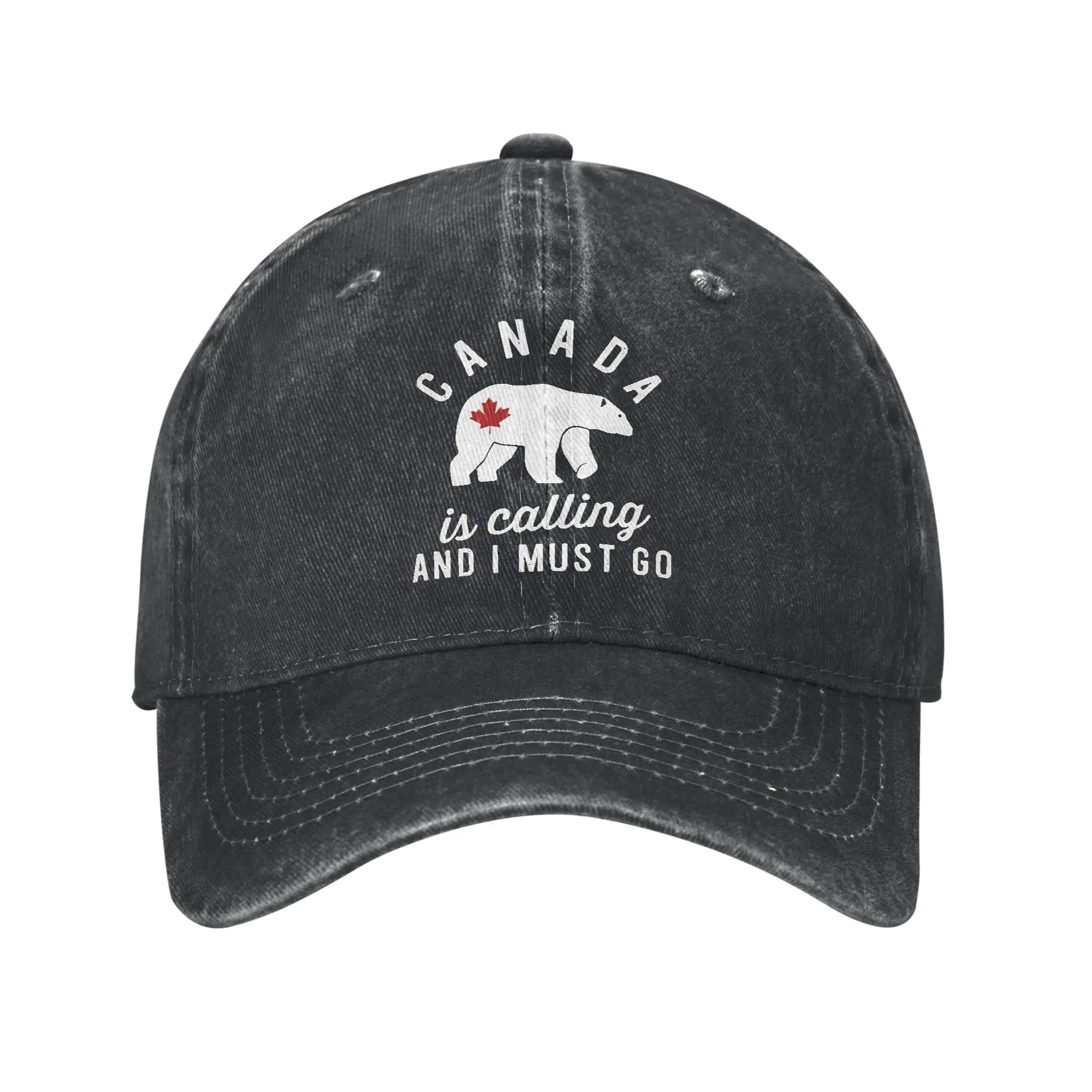 Unisex  Funny Canada Is Calling and I Must Go Flag  Printed Hats Classic Distressed Washed  Baseball Cap Adjustable