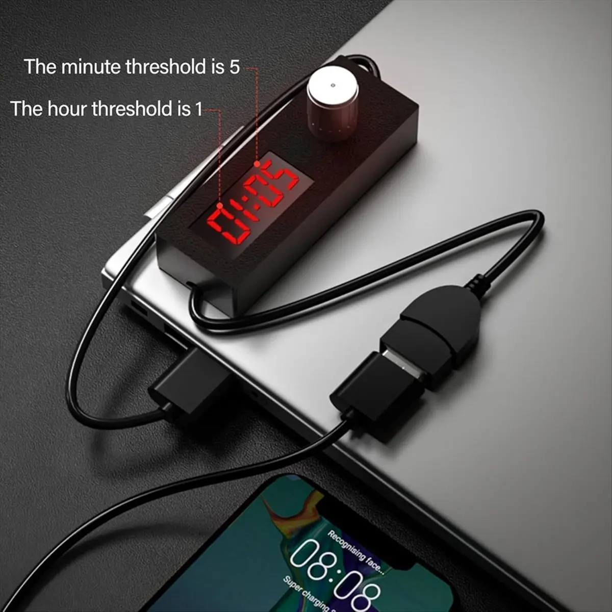 MALL USB Timer Switching Cord Wire for Scheduled Power Off Ranging From 5 Minutes to 24 Hours 55 Minutes