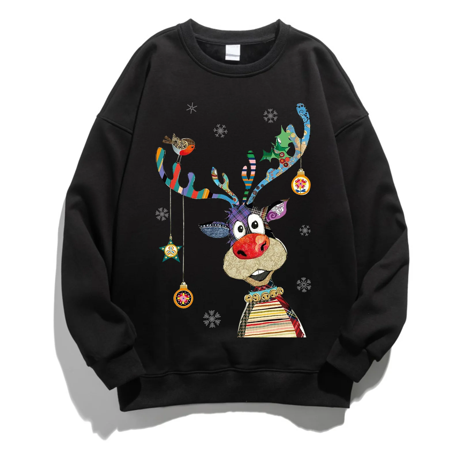 Christmas Hoodie Christmas Jumper Christmas Moose Print Fleece Hoodie Sweatshirts  Sweatshirt  Streetwear Women