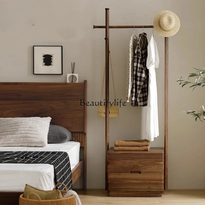 

yj21 North American black walnut coat rack bedroom floor-to-ceiling clothes storage rack