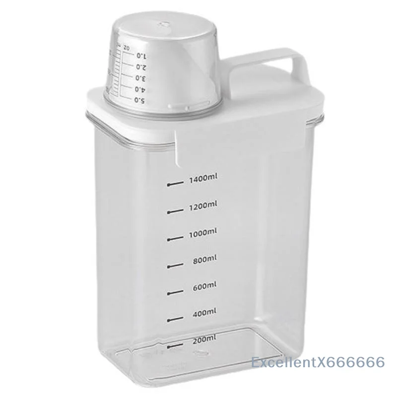 Airtight Laundry Detergent Dispenser Clear Sealed Washing Powder Liquid Storage Box with Lid for Home Laundry Room Organization