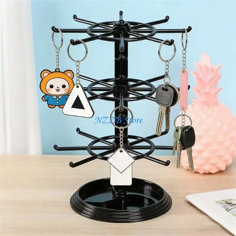 

T21F Contemporary Jewelry Showcase Stand Clear Construction Multilayer Rotating Base Plastic Texture Suitable for Necklace