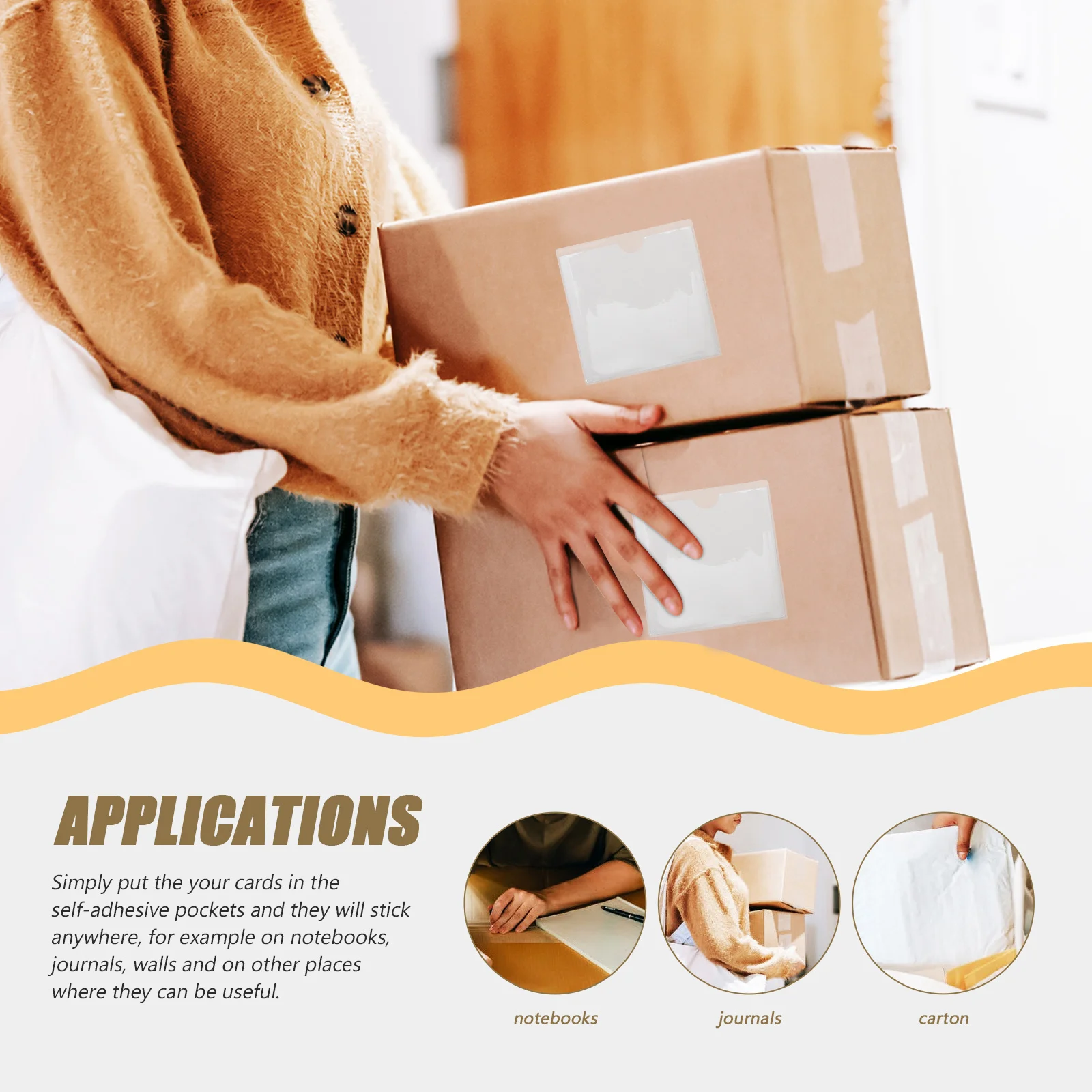 

10Pcs Label Pockets Self Adhesive Clear Index Card Holders for Organizing Business Gift Photos Cards Sticking Organizer