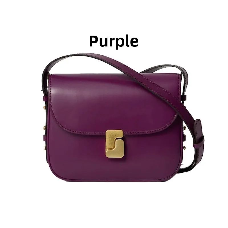 Tofu-Tasche Französische Nischenfrauentasche Kopfschicht Cuir de Vache Petit Sac Carré Premium Sensation une épaule Sac à Bandoulière schräg – Detail 8