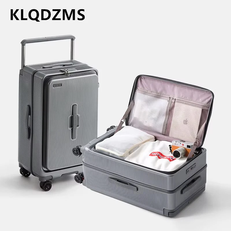 KLQDZMS กระเป๋าเดินทางด้านหน้าเปิด Boarding Box Multifunctional รถเข็น 20 "24" 26 "28 นิ้วแข็งแรงทนทานกระเป๋าเดินทาง