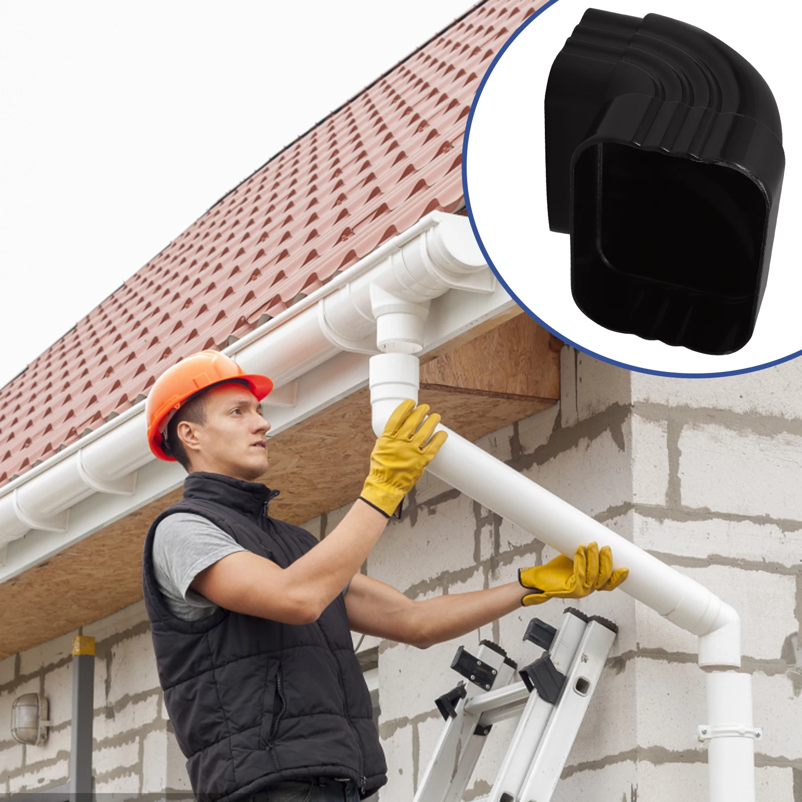 

Aluminum Alloy Elbow Pipe Fitting for Rainwater Downspout Metal Connector with Corrugated Hose Adapter Right Angle Bend