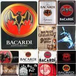 Vintage Bacardi Rum Metal Tin Signs Plaque Plate Retro Wall Art Posters for Man Cave Bar Pub Clubs Cafe Iron Painting Decoration