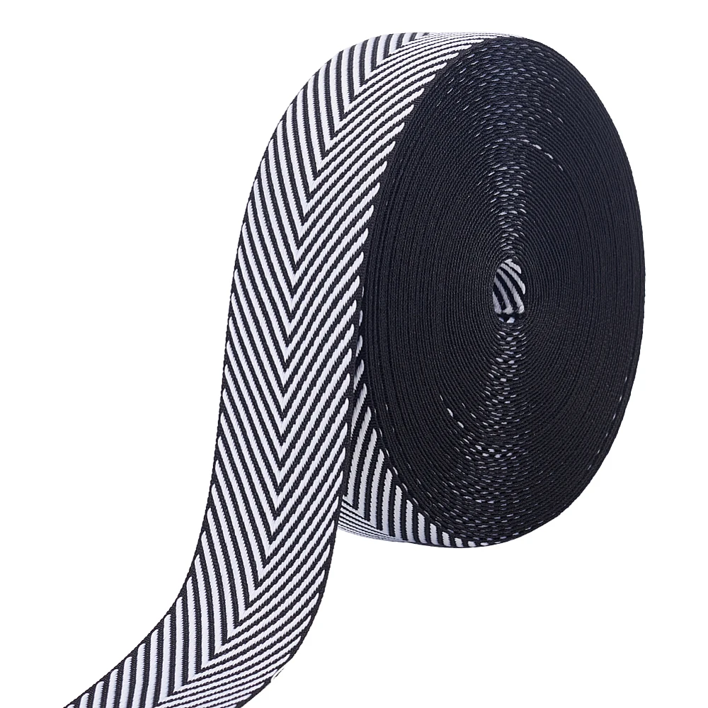 

9.6~10 Yards Polyester Twill Tape Ribbon Herringbone Ribbon Garment Accessories White Black 1-5/8 inch(40mm) 9.6~10 yards/set