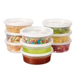BPA-Free 8oz Plastic Containers Leakproof Microwavable Portion Container for To-Go Orders,Food Prep and Storage. Takeout Cups