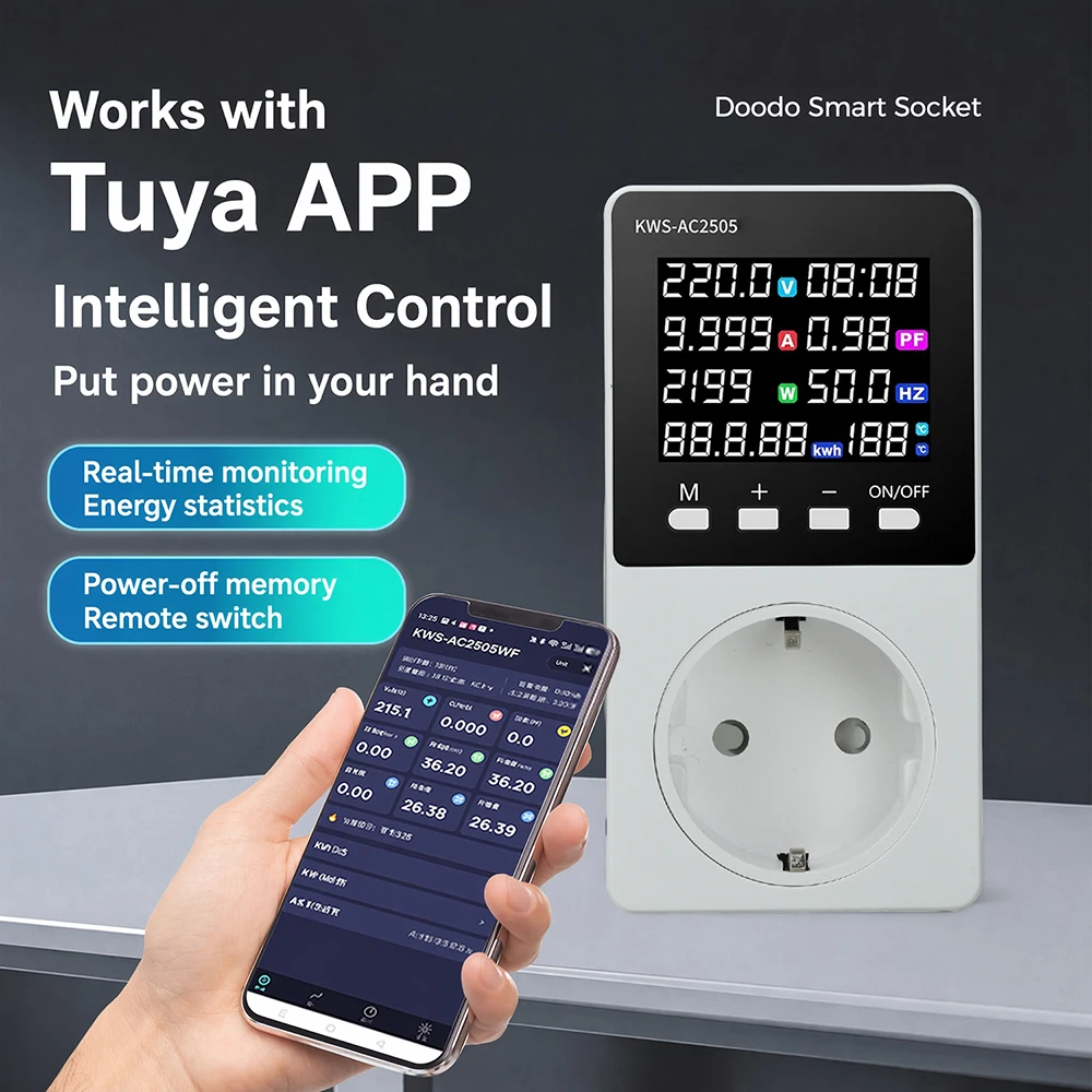 AC85-290V Tuya Smart Life WiFi Socket Voltmeter Ammeter Power Meter Bill Energy Consumption Analyzer Monitor Switch