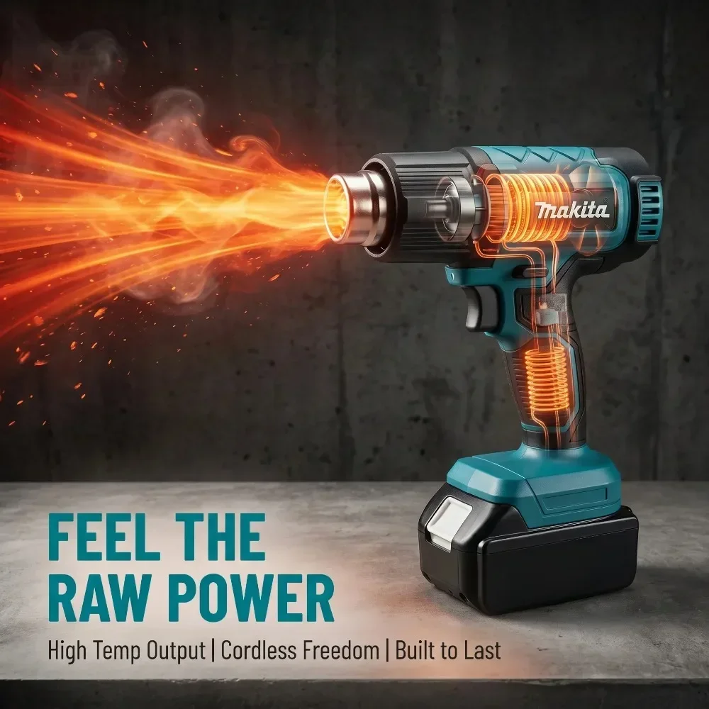 Makita 18V Brushless Cordless Heat Gun 60-540℃ 4-Speed Airflow LCD Digital Display For Makita 18V Battery Tool Only