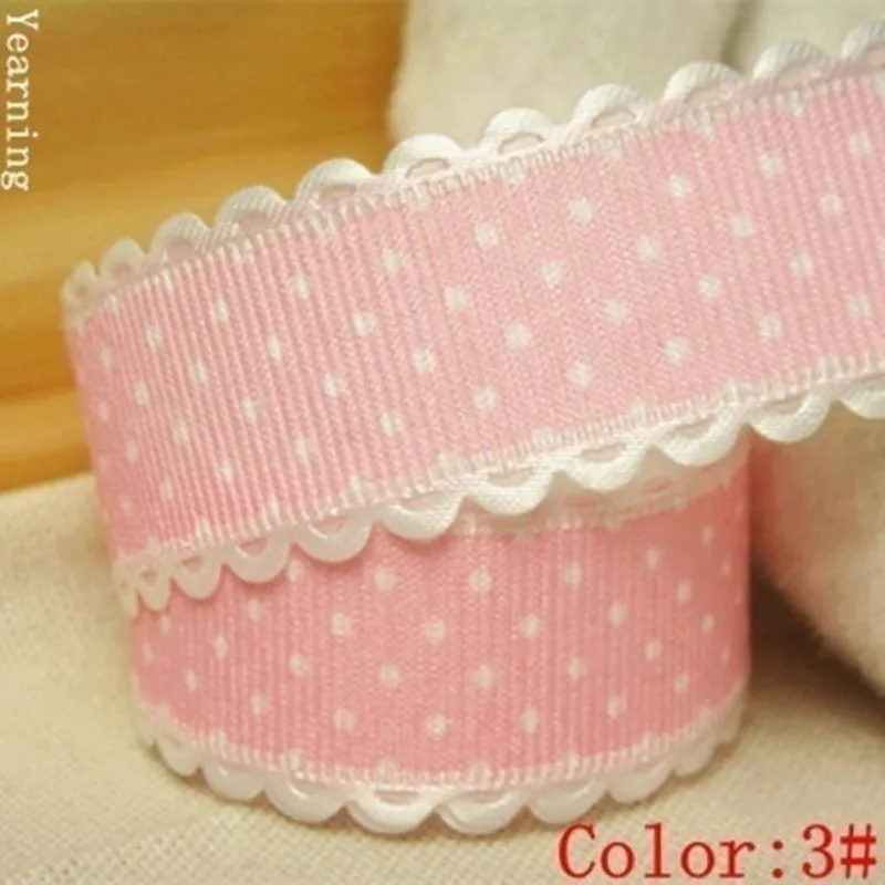 Width 25mm Printed Dot Pattern Ribbon For Children DIY Headwear Wedding Party Scrapbook Decoration Gift Wrap