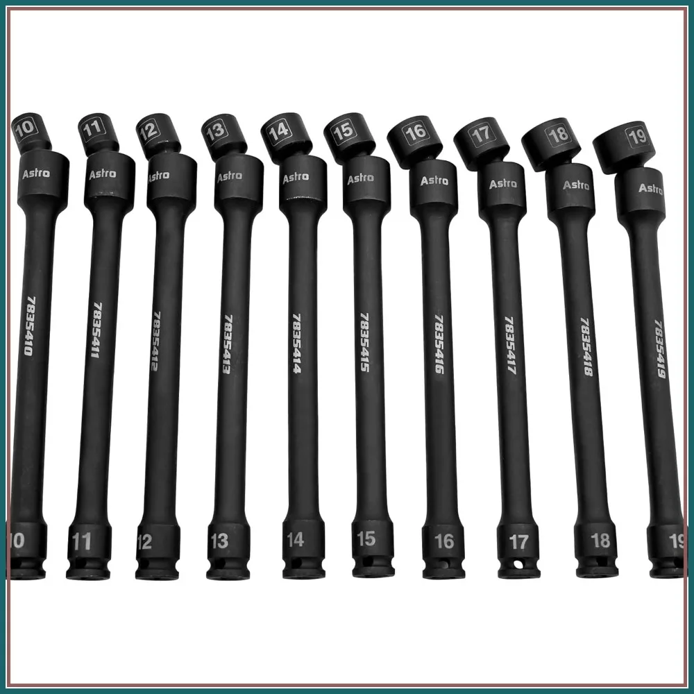 

10-Piece 3/8" Drive 6 Point Pinless Universal Impact Extension Socket Set - Metric 10mm-19mm