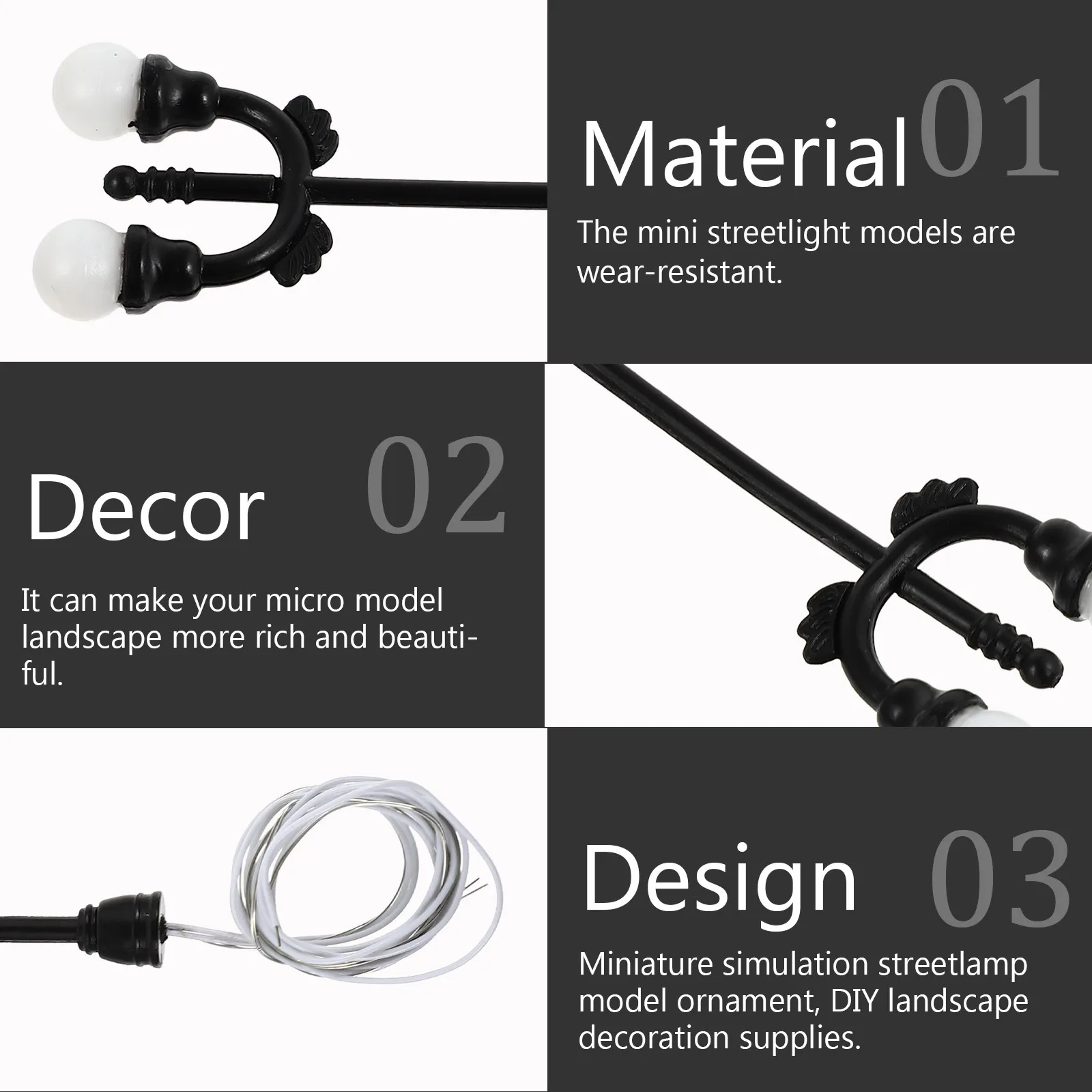 7pcs Mini Street Light Simulation Lamp Posts for Sand Table & Garden Landscape Decoration