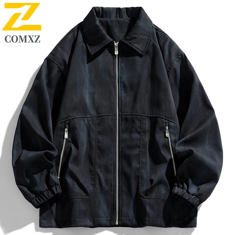 

Мужская куртка, новинка 2025, модная универсальная удобная дышащая куртка с воротником, уличная повседневная свободная мужская куртка на молнии
