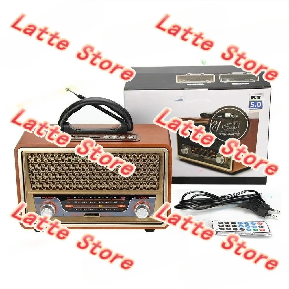 220V Wooden Portable Radio, High Sensitivity FM/AM/SW Full Band Bluetooth Stereo Speaker, Deep Sound Home Audio