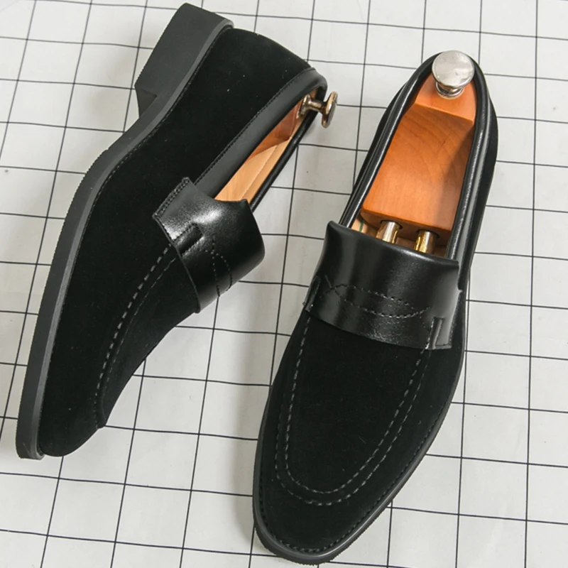 

Retro Office Business Leather Shoes For Men High Quality Social Leather Shoes Men Slip On Loafers Men's Dress Leather Shoes
