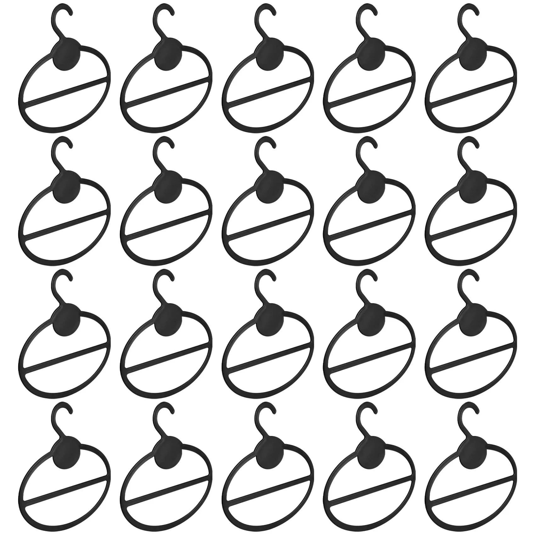 20x Scarf Shawl Tie Holder Organizer Oval Plastic Hangers Storage Hangers Black Size:13.5cm(Length)×12.5cm(Diameter)×1