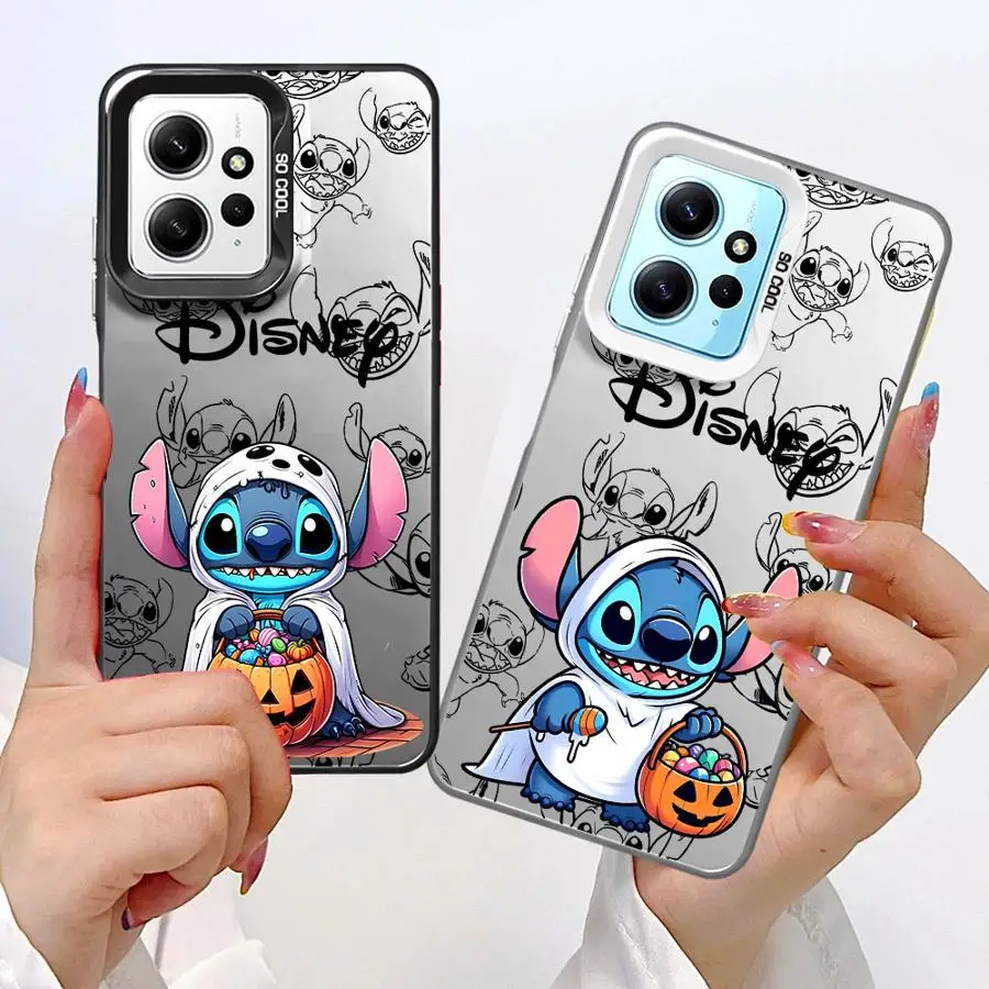 

Colorful Silver Case for Xiaomi Redmi Note 11 10 13 Pro Plus 12 12S A1 12C 13C Poco X3 NFC Phone Cover Disney Stitch Halloween