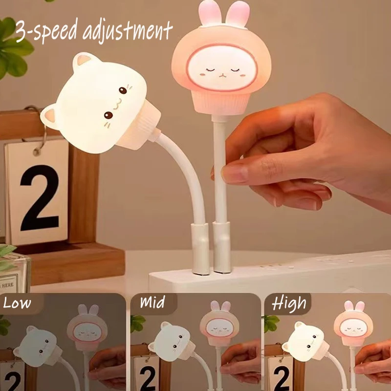 New USB Night Light 3 Mode Smart Remote Control Light Cartoon LED Night Lamp Bear Rabbit for Bedroom Decor Bedside Lamp