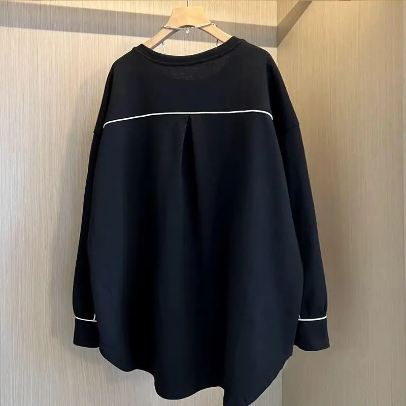 Female Casual All-match Round Neck T-shirt Spring Autumn Women's Clothing Fashion Loose Solid Color Long Sleeve Pullovers Tops
