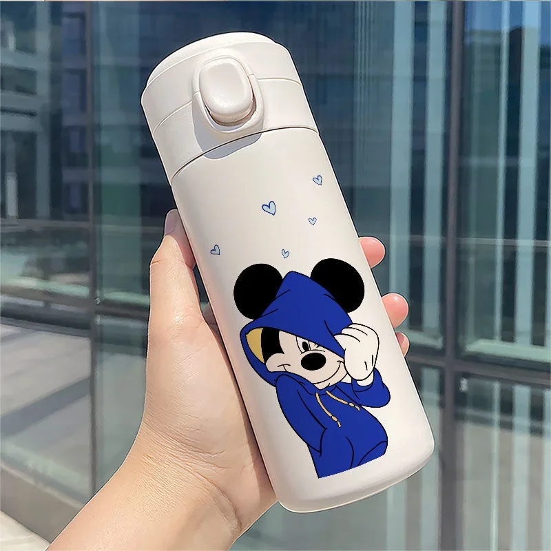 Disney Cup Mickey Minnie Mouse Thermos Cup Student Cartoon Water Cup 304 Stainless Steel Water Bottle Portable 350ML 450ML