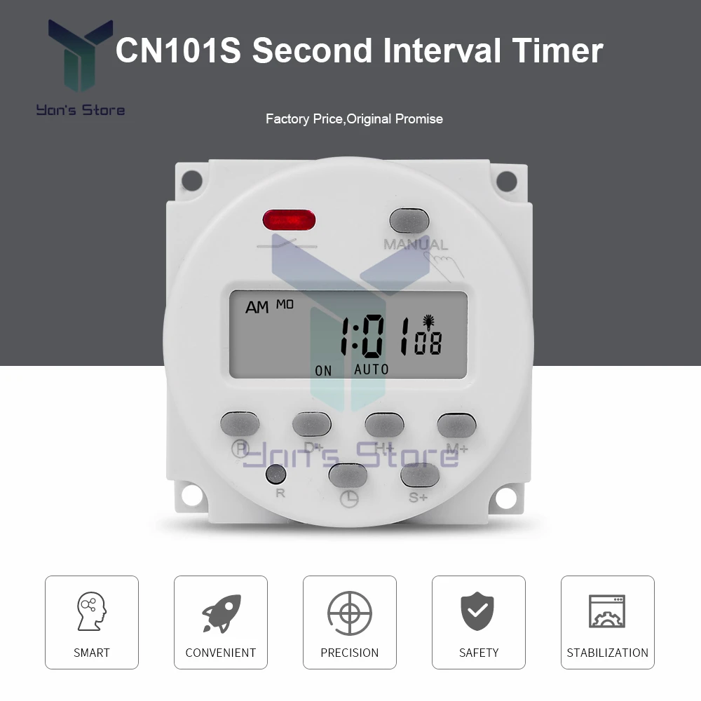 1 Second Interval 5V 12V 24V 220V Digital LCD Timer Control Switch 7 Days Weekly Programmable Time Relay Programmer CN101S