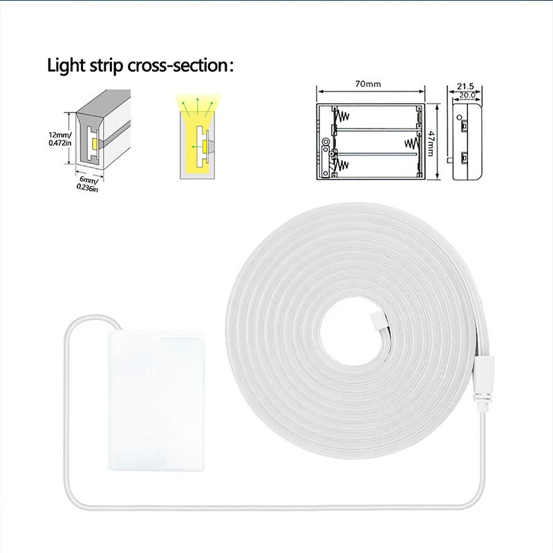 Battery Powered Led Strip Flexible Neon LED Strip Lights Neon Rope Lights With Battery Box DIY Design for Home Decoration