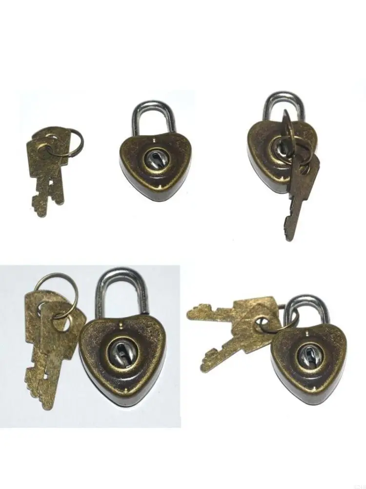 Mini Padlock Vintage Heart Lock With Alloy Wishs Lock for Jewelry Box