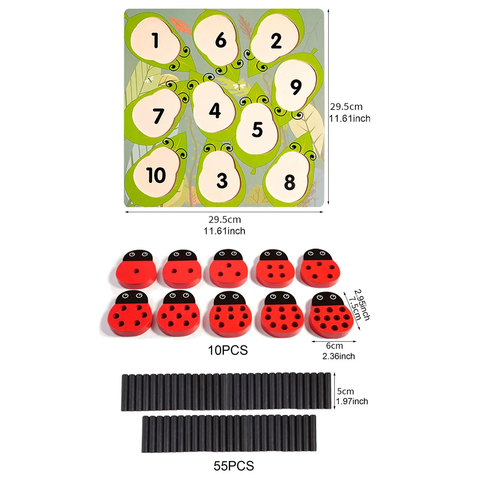 Hölzernes Marienkäfer-Zählspielzeug, Lernspielzeug, Zahlenzählspiel, Geschenke, Montessori-Spielzeug, Vorschul-Lernspielzeug für Kleinkinder