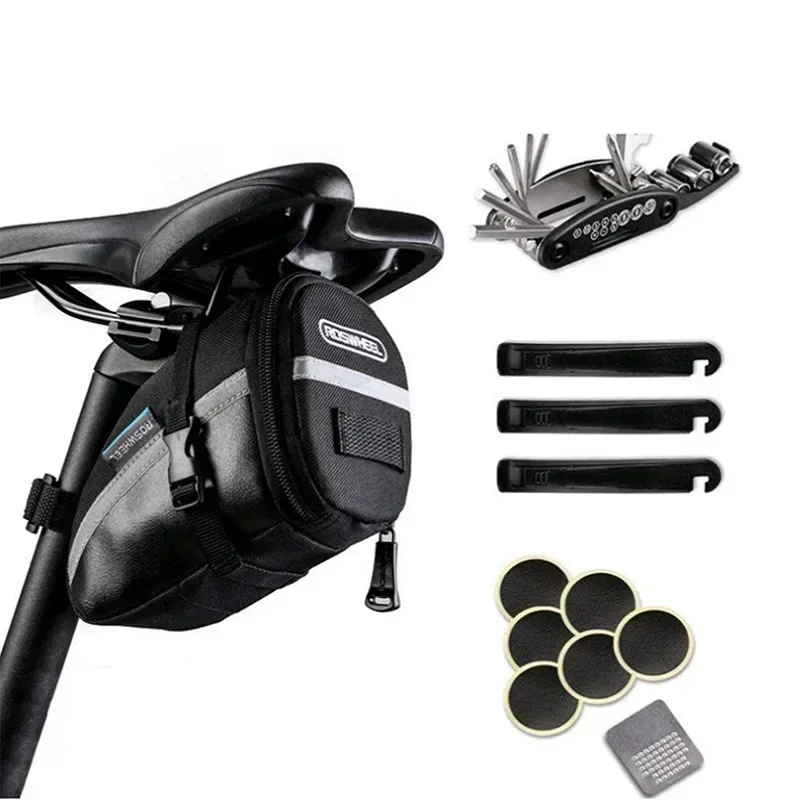 Multifunction Bicycle Repair Tools Kits Saddle Bag Cycling Seat Pack MTB Bike Accessories Tool Inner Tire Patches Tire Lever Set