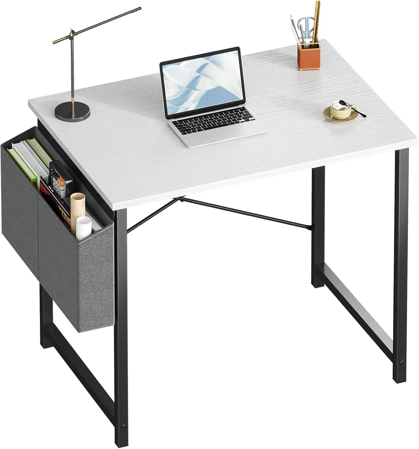 

31 Inch Compact Computer Desk with Storage Bag for Home Office, Gaming, and Study in White