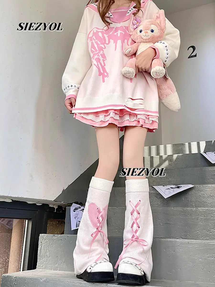 Sweet Lolita Knitted Leg Warmers Autumn/winter Subculture Style Cute Ankle Straps Jk Schoolgirl Chunky Socks for Women