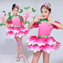 kids salsa dance dress of girl dance wear dancing dress Contemporary Flower dancewear girls dance costume