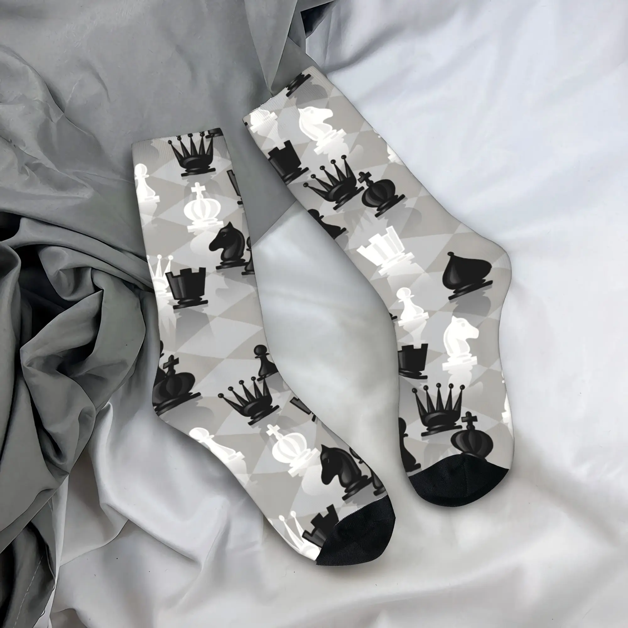 

Chess Pattern Game Pieces Stockings Men Socks Breathable Trendy Socks Winter Anti Sweat Graphic Socks Birthday Present