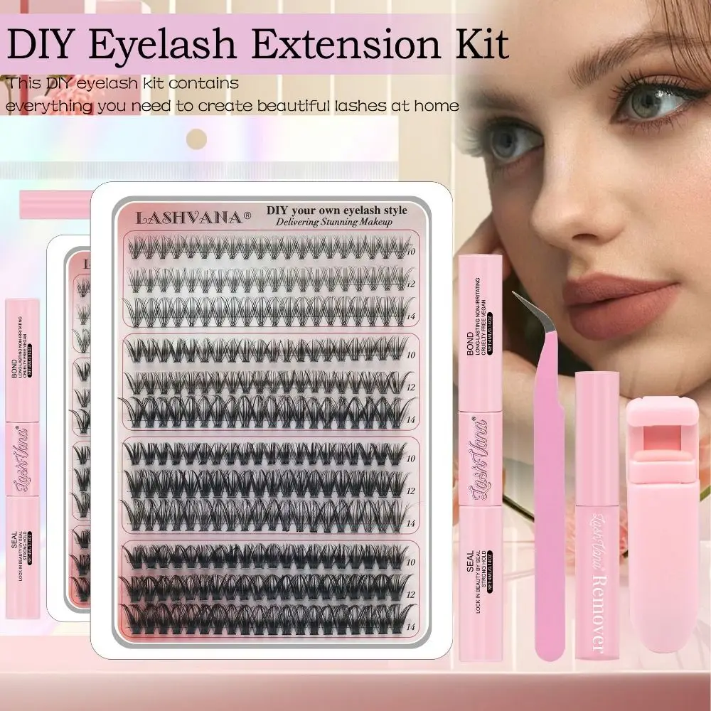 

3D False Eyelashes Set Natural Mix DIY Segmented Eyelashes Bundles Eyelash Extension with Glue Tweezer for 5Pcs