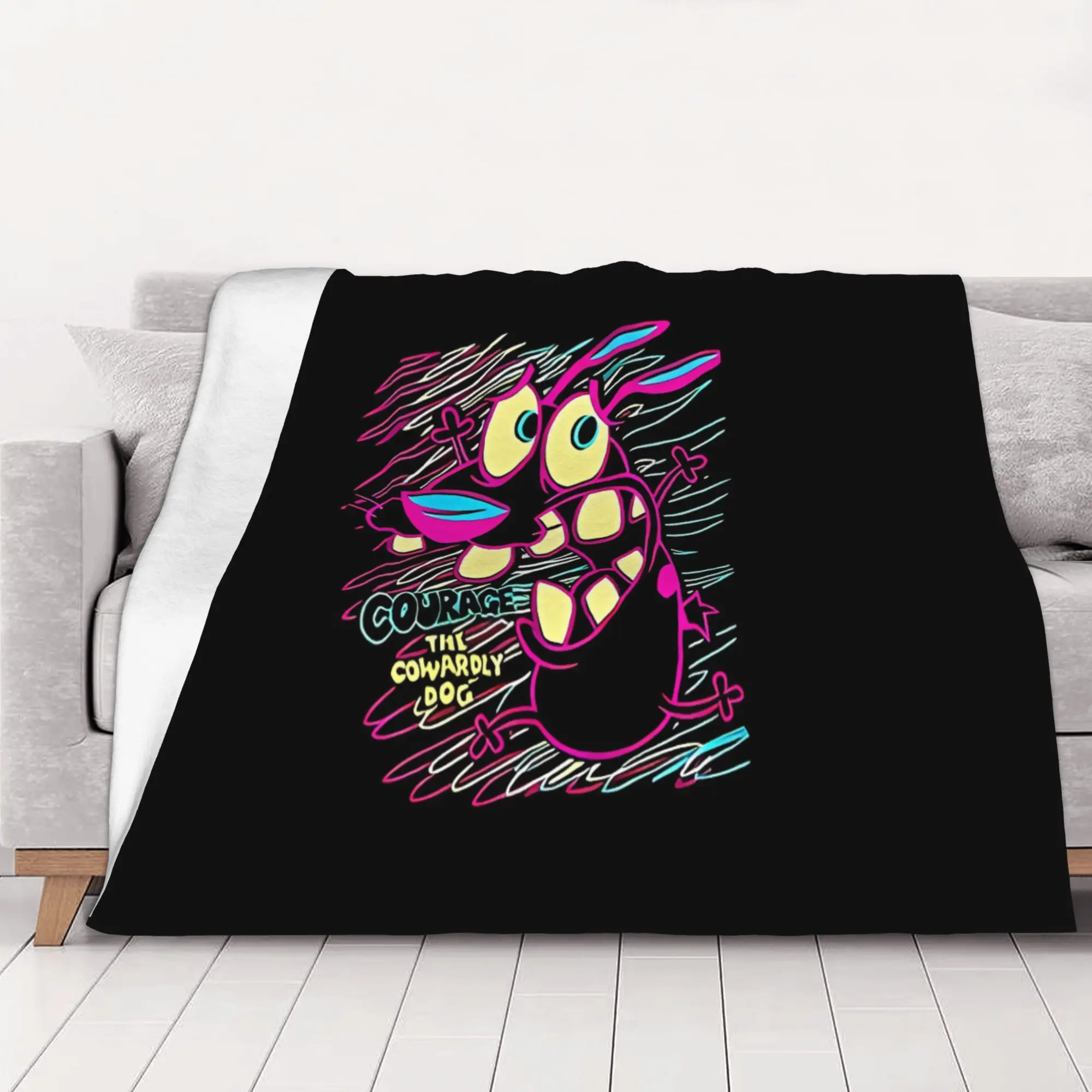 1PC Oversized cCourage the Cowardly Dog home room decorations Winter Blankets for Adults Bedding Home Interior Sofa Knee