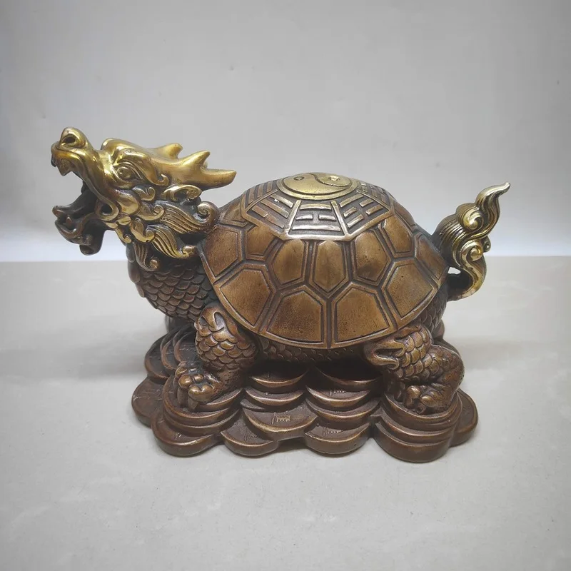 Ornament, Bronze Eight-Trigram Dragon Head Turtle, Living Room and Hallway Decorative Craft