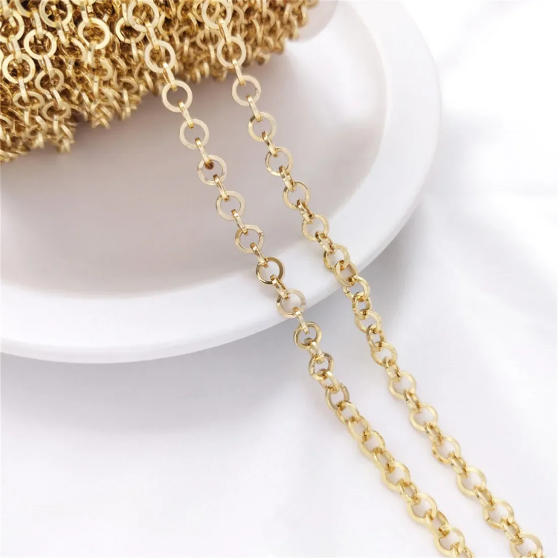 

14K Copper-clad Gold Square Wire Ring Chain Handmade Circle Chain Diy Bracelet Necklace Earrings Jewelry Loose Chain B672