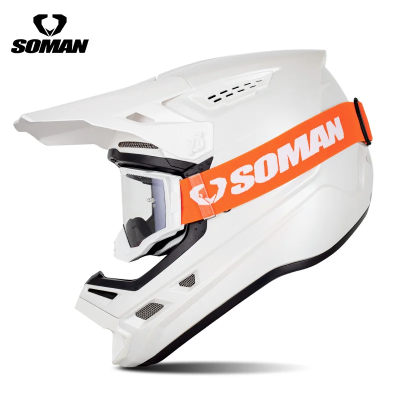 SOMAN Motocross Motorcycle Helmet With Goggle Cascos Para Moto Off Road Racing ATV Downhill Dirt Bike MTB Motorbike Helmets