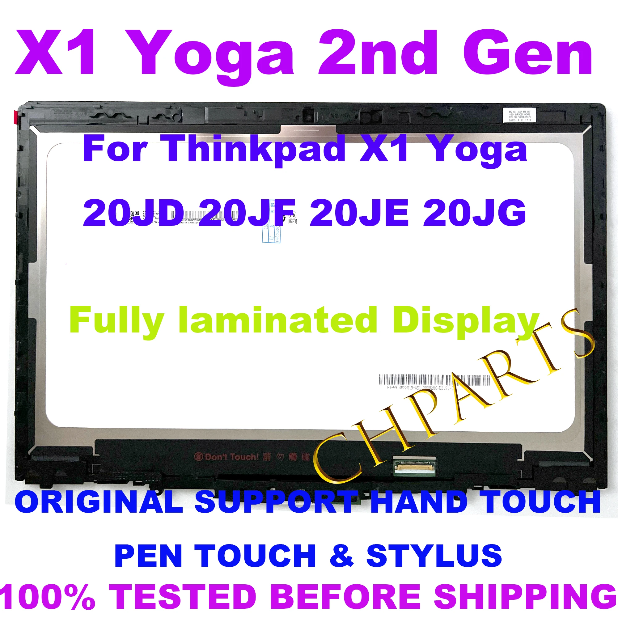 Imagem -03 - Lcd Touch Screen Digitizer Substituição Assembly 14 Fhd Wqhd Lenovo Thinkpad x1 Yoga 2nd Gen 01yr155 01ax895 01ay916